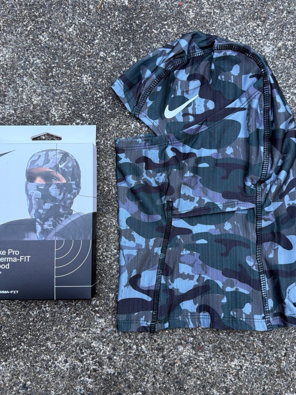 Nike Camo Balaclava Hood - Blue & white
